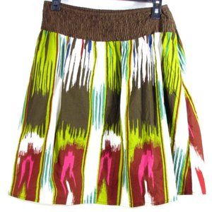 SALE!  Colorful Abstract Flare Brown Pink Midi Knee Skirt